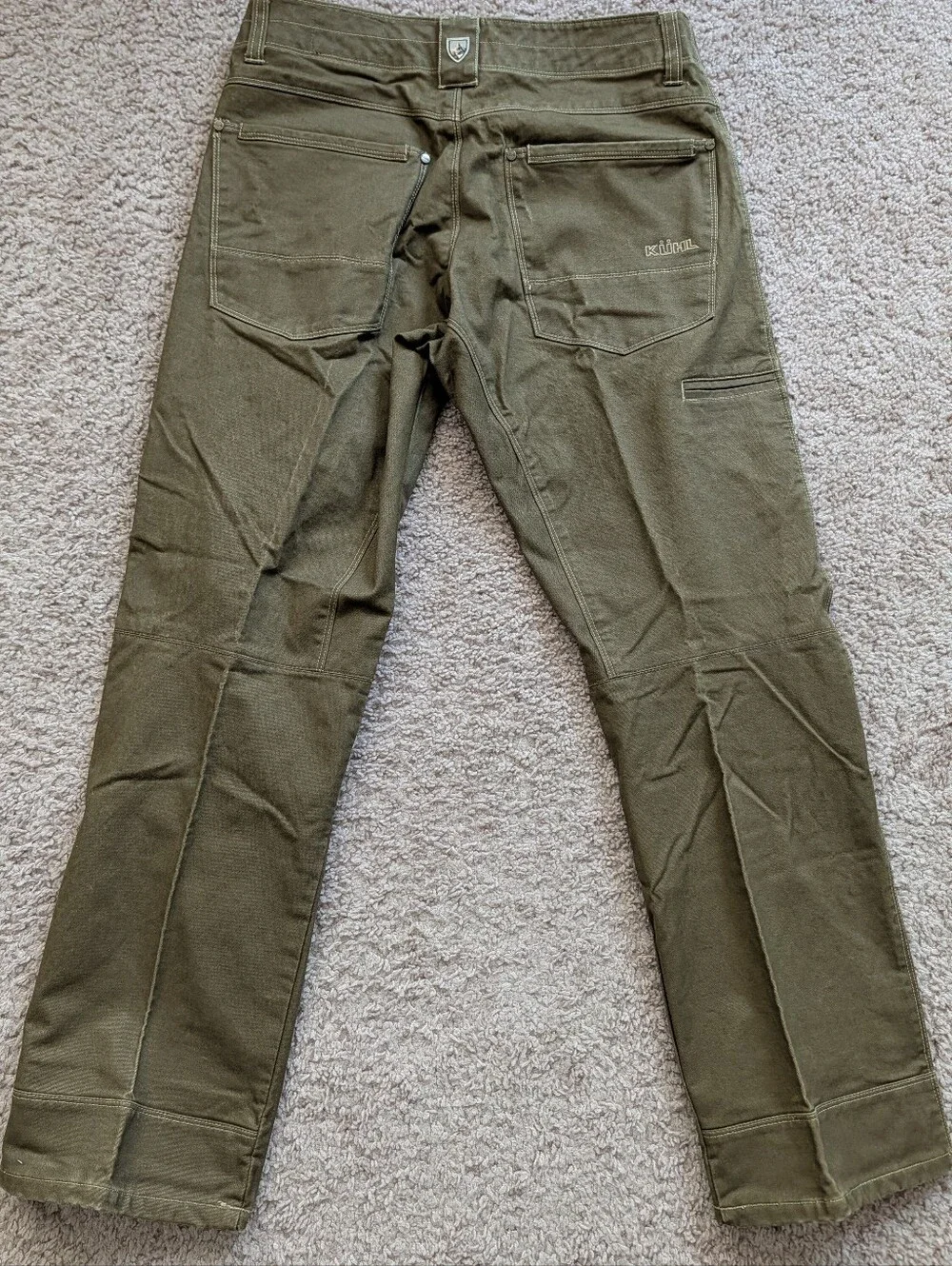 Kuhl Men Vintage Patina Olive Green Ryder Workwear Straight Leg Pants Size 32x30